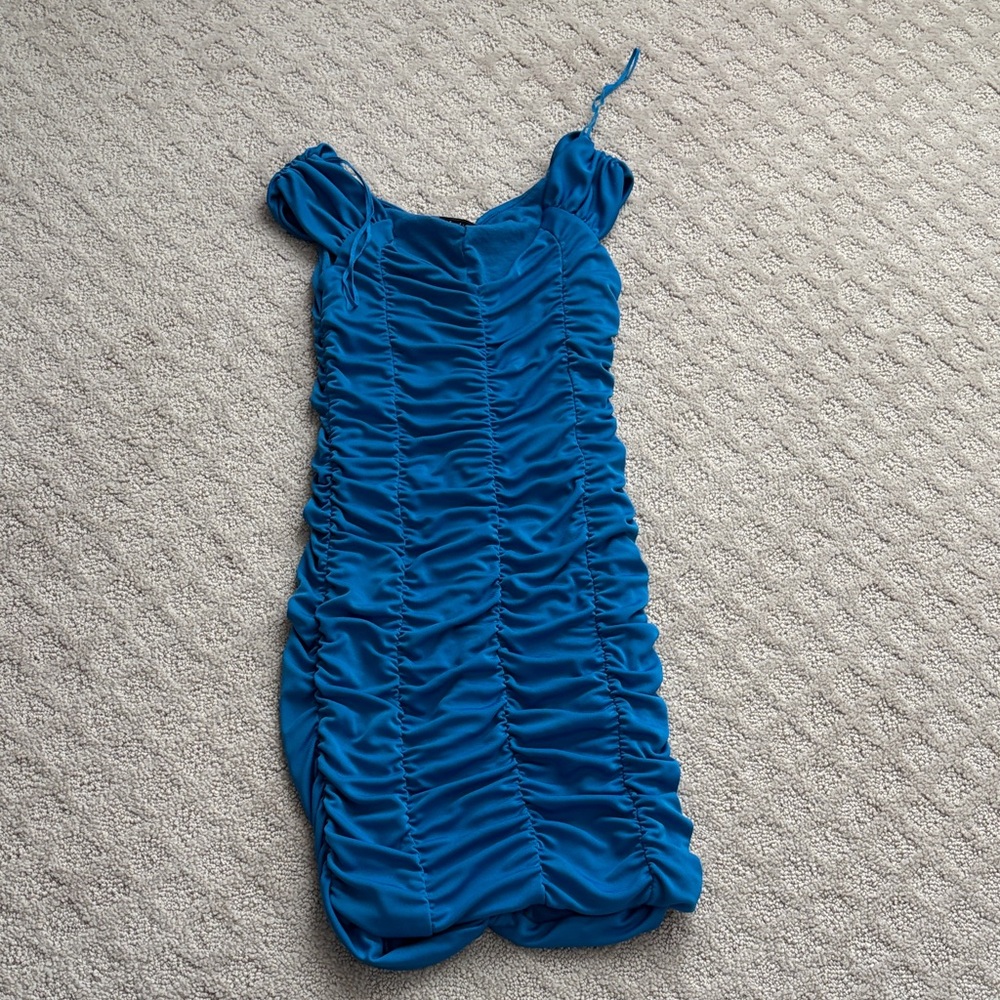 Zara Teal Ruched Dress